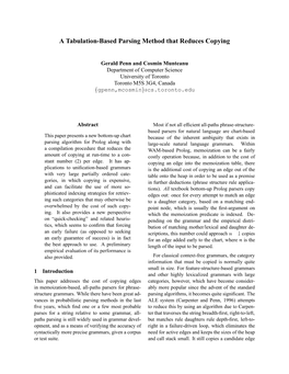 A Tabulation-Based Parsing Method That Reduces Copying