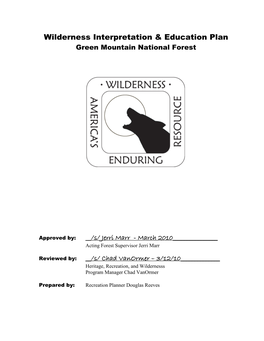 Green Mountain National Forest Wilderness Interpretation And