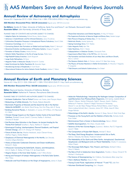 AAS Members Save on Annual Reviews Journals