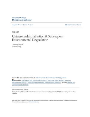 Chinese Industrialization & Subsequent Environmental Degradation