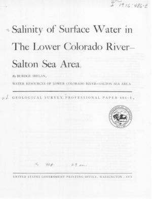 Salinity of Surface Water in the Lower Colorado River Salton Sea Area
