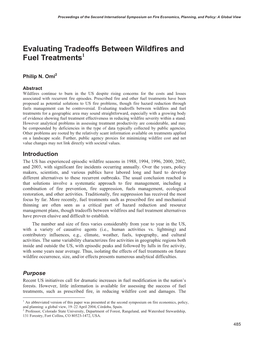 Evaluating Tradeoffs Between Wildfires and Fuel Treatments1