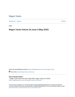Wagon Tracks Volume 34, Issue 3 (May 2020)