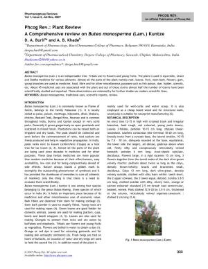 Plant Review a Comprehensive Review on Butea Monosperma (Lam.)