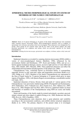 AL SOQEER, A. – ABDALLA, W. E. : Epidermal Micro-Morphological Study on Stems of Members