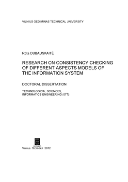 Research on Consistency Checking of Different Aspects Models of the Information System