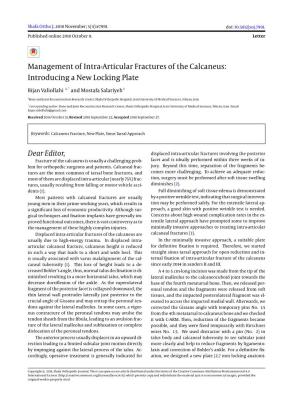 Management of Intra-Articular Fractures of the Calcaneus: Introducing a New Locking Plate