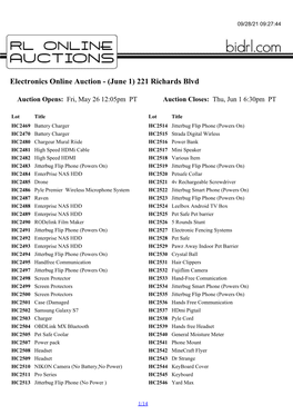 Electronics Online Auction - (June 1) 221 Richards Blvd