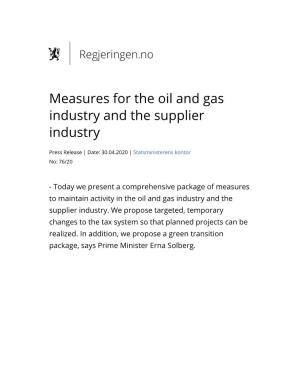 Measures for the Oil and Gas Industry and the Supplier Industry