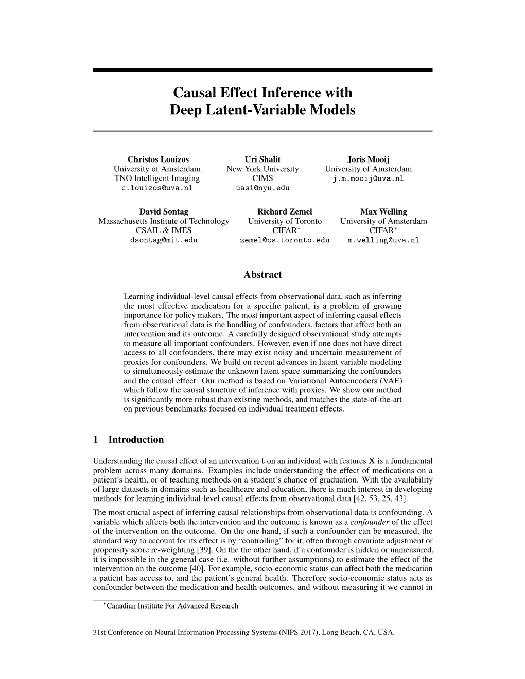 Causal Effect Inference With Deep Latent Variable Models Docslib