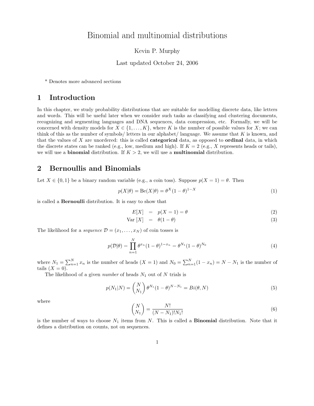 Binomial and Multinomial Distributions