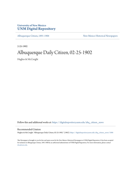 Albuquerque Daily Citizen, 02-25-1902 Hughes & Mccreight