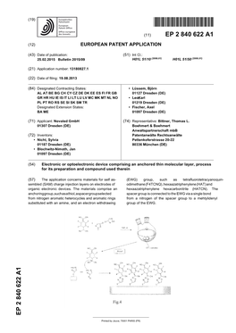 Electronic Or Optoelectronic Device Comprising an Anchored Thin Molecular Layer, Process for Its Preparation and Compound Used Therein