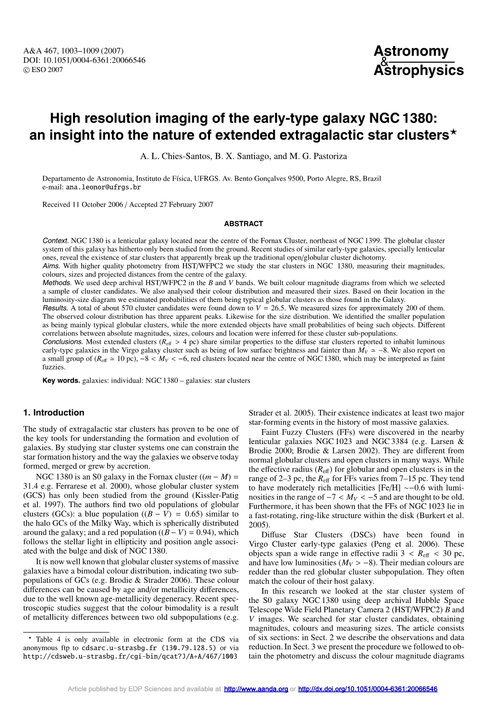 High Resolution Imaging of the Early-Type Galaxy NGC 1380: an Insight Into the Nature of Extended Extragalactic Star Clusters