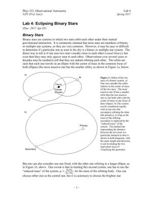 Lab 4: Eclipsing Binary Stars (Due: 2017 Apr 05)