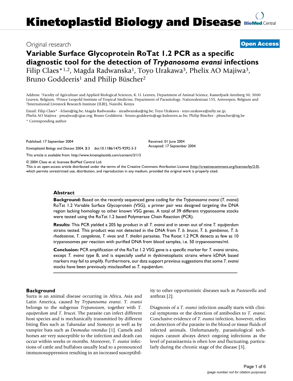 Viewed and Published Immediately Upon Acceptance Cited in Pubmed and Archived on Pubmed Central Yours — You Keep the Copyright