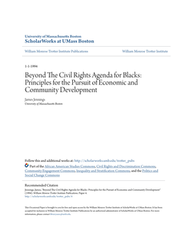 Beyond the Civil Rights Agenda for Blacks: Principles for the Pursuit of Economic and Community Development