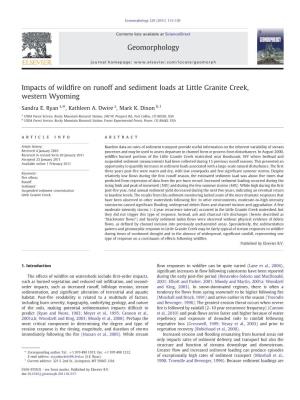 Impacts of Wildfire on Runoff and Sediment Loads at Little Granite