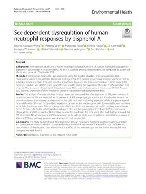 Sex-Dependent Dysregulation of Human Neutrophil Responses by Bisphenol A