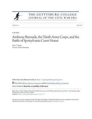 Ambrose Burnside, the Ninth Army Corps, and the Battle of Ps Otsylvania Court House Ryan T