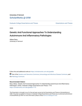 Genetic and Functional Approaches to Understanding Autoimmune and Inflammatory Pathologies