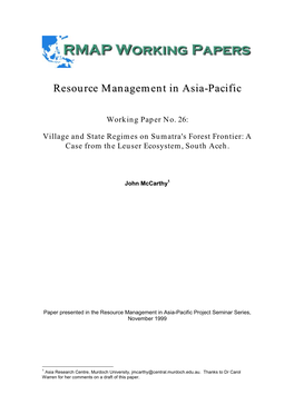 Resource Management in Asia-Pacific