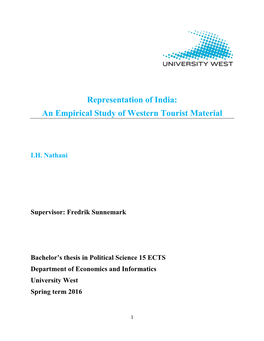 Representation of India: an Empirical Study of Western Tourist Material