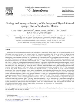 Geology and Hydrogeochemistry of the Jungapeo CO2-Rich Thermal