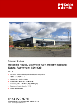 Rosedale House, Braithwell Way, Hellaby Industrial Estate, Rotherham, S66 8QB to Let