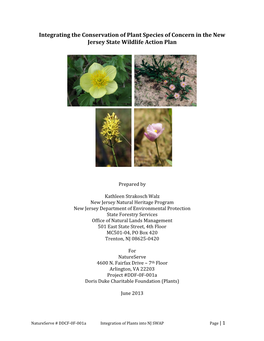 Integrating the Conservation of Plant Species of Concern in the New Jersey State Wildlife Action Plan