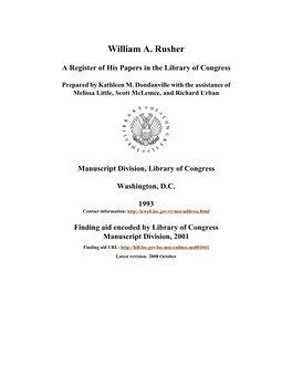 Papers of William A. Rusher [Finding Aid]