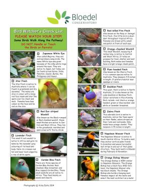 Bird Watcher's Check List