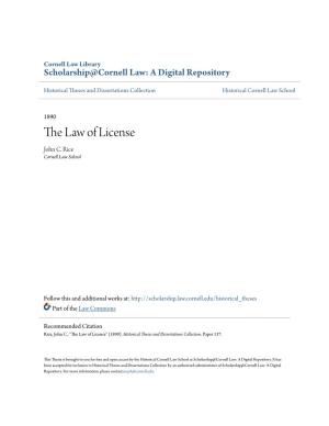 The Law of License John C