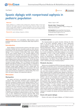Spastic Diplegia with Nonperinatal Asphyxia in Pediatric Population