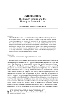The French Empire and the History of Economic Life