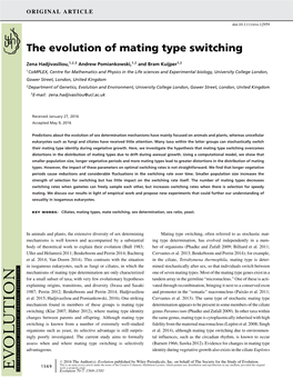 The Evolution of Mating Type Switching