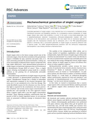 Mechanochemical Generation of Singlet Oxygen†