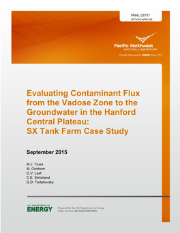 Evaluating Contaminant Flux from the Vadose Zone to the Groundwater in the Hanford Central Plateau: SX Tank Farm Case Study
