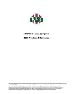 Rita's Franchise Company 2019 Nutrition Information