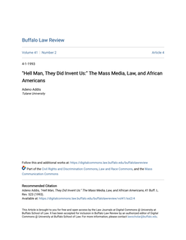 The Mass Media, Law, and African Americans