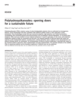 Polyhydroxyalkanoates: Opening Doors for a Sustainable Future