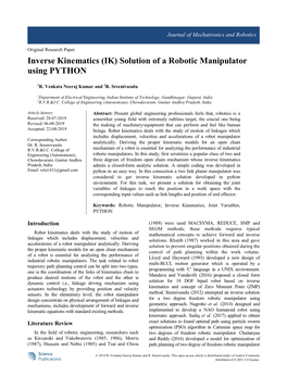 Inverse Kinematics (IK) Solution of a Robotic Manipulator Using PYTHON