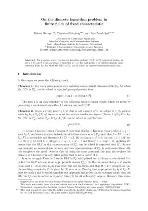 On the Discrete Logarithm Problem in Finite Fields of Fixed Characteristic