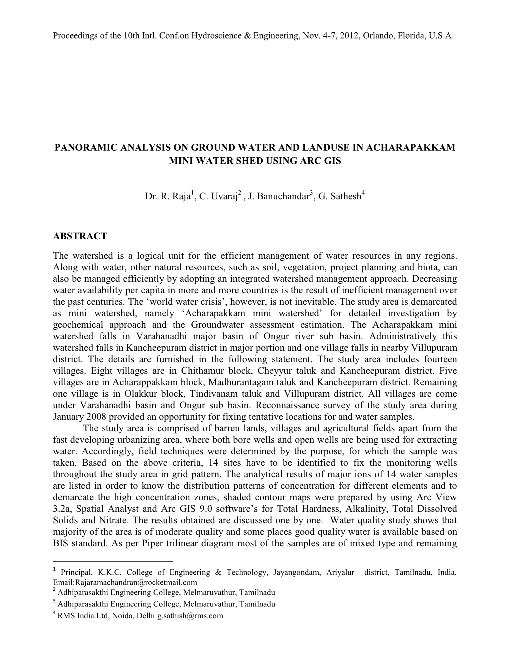 Panoramic Analysis on Ground Water and Landuse in Acharapakkam Mini Water Shed Using Arc Gis