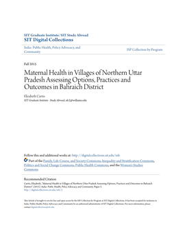 Maternal Health in Villages of Northern Uttar Pradesh Assessing