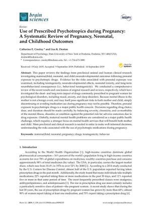 Use of Prescribed Psychotropics During Pregnancy: a Systematic Review of Pregnancy, Neonatal, and Childhood Outcomes