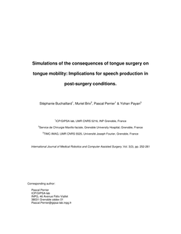 Simulations of the Consequences of Tongue Surgery on Tongue Mobility: Implications for Speech Production in Post-Surgery Conditi