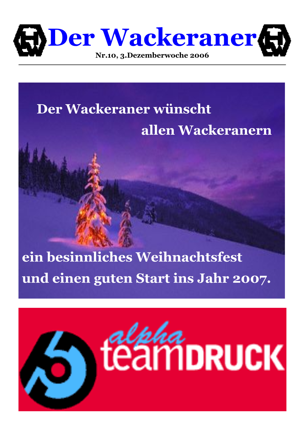 Der Wackeraner Nr.10, 3.Dezemberwoche 2006