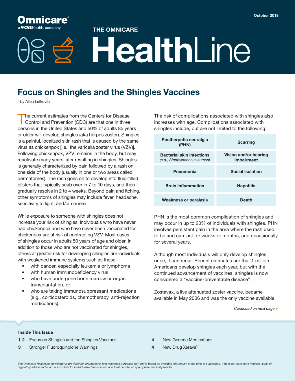 Focus on Shingles and the Shingles Vaccines - by Allen Lefkovitz