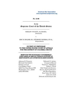 Brief for the Honorable Congressman John Lewis As Amicus Curiae in Support of Respondents and Intervenor-Respondents